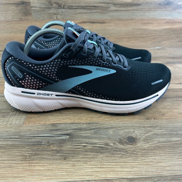 Brooks Ghost 14 Women Sz 11B  Running Shoes Black Peach Athletic Sneakers Gym - Picture 4 of 16